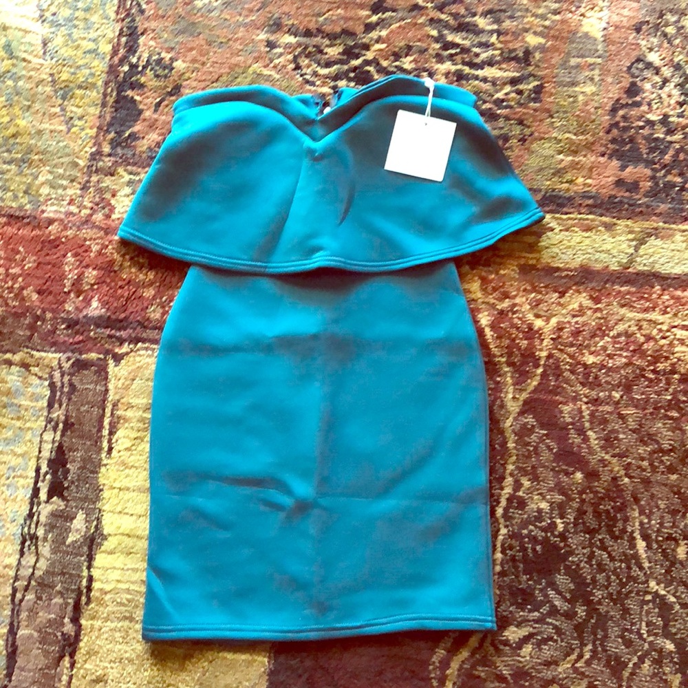 Ladies strapless mini scuba dress